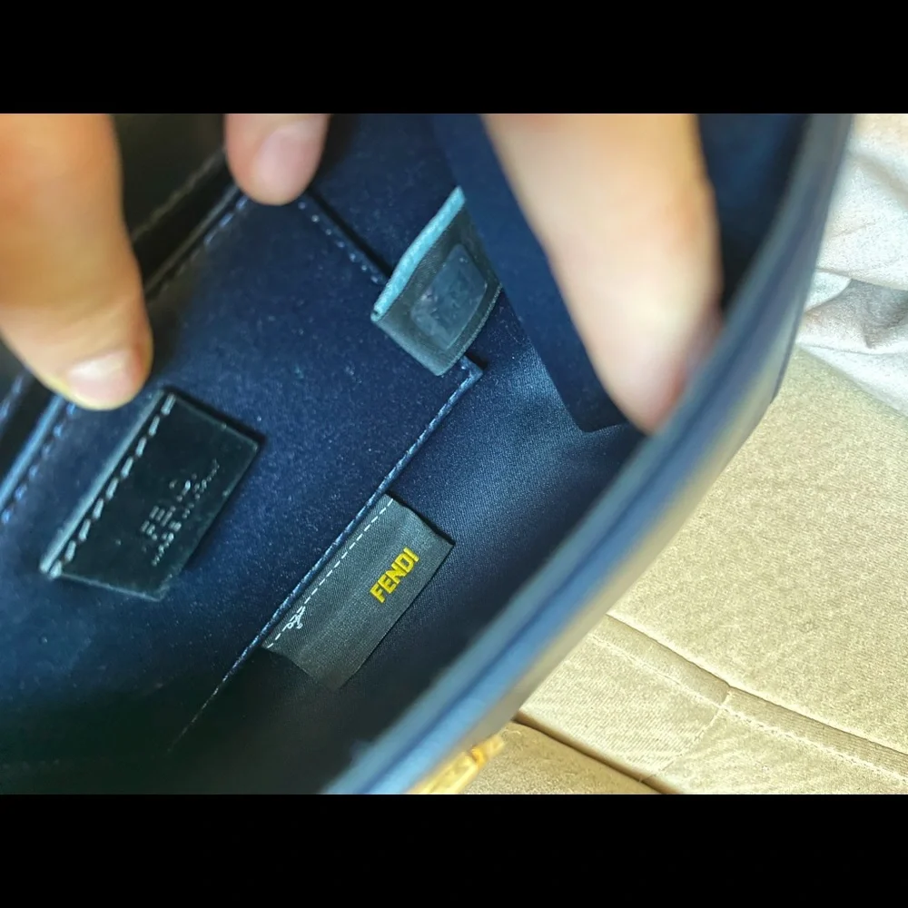 FENDI Lambskin Mini Rush Clutch in Navy - Picture 6 of 14